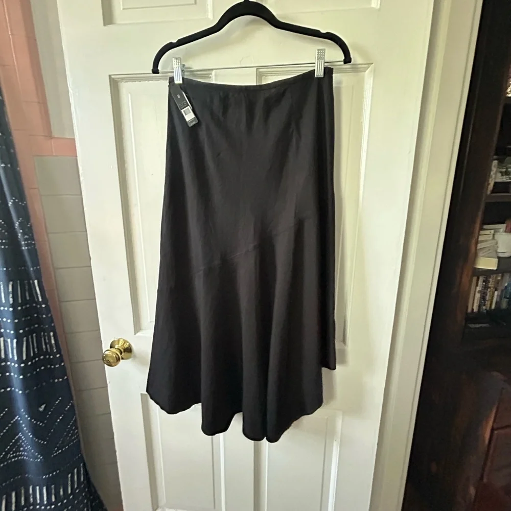 NWT Nic+Zoe Linen Blend Black Onyx Asymmetrical Skirt Women’s Size 8